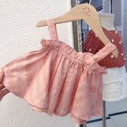 夏季女宝宝吊带背心纯棉，1-3岁洋气可爱婴儿娃娃衬衫纯棉上衣