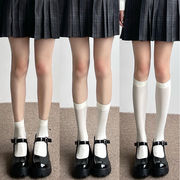日系白色中筒小腿袜夏季薄款女纯色，天鹅绒学院风jk长高筒短款袜子