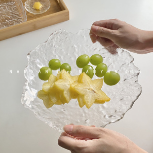 快楽限定*韩国ins博主同款字母，玻璃盘子创意水果，沙拉点心盘蛋糕碟