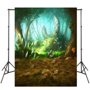 梦幻森林儿童主题摄影背景布童话(布，童话)树洞花仙子精灵森系拍照背景布