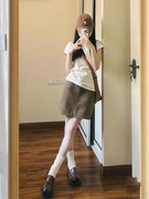 韩系少女chic设计感小众学院风气质套装裙子