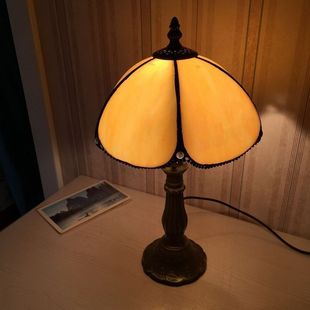 明轩蒂凡尼欧式古典床头灯卧室书房装饰艺术玻璃现代儿童房夜台灯
