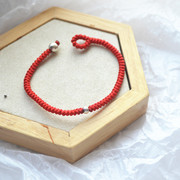 本命年925纯银转运珠红绳手链女手工编织手绳小众设计感圣诞礼物