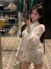 白色雪纺衬衫女2024春夏设计感蕾丝拼接内搭蝴蝶结高级感气质上衣