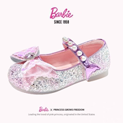 芭比女童皮鞋2024新春秋款小公主水晶蝴蝶结芭比单鞋儿童表演闪亮