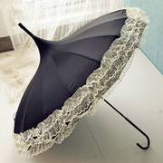 蕾丝伞道具贵族包边公主气质，女生长柄伞，英伦遮阳伞漂亮拍照伞防晒