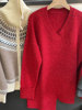！新年战袍红色马海毛毛衣女高级感不规则设计V领针织衫