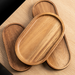 日式相思木质椭圆形托盘 实木餐盘下午茶咖啡托盘精致小托盘logo