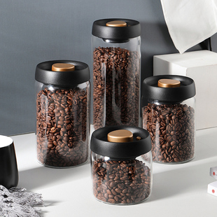 咖啡豆保存罐抽真空保鲜啡粉玻璃食品级咖啡密封罐咖按压储存罐子