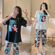 夏季睡衣女短袖七分裤，两件套装韩版学生ins风白雪公主卡通家居服