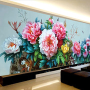 线绣十字绣国色天香花开富贵沁香芳华客厅大幅牡丹花，2米5满绣