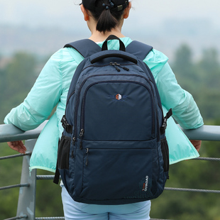 时尚尼龙布双肩(布双肩)包男女(包男女)中学生书包大容量旅行背包多口袋电脑包商务