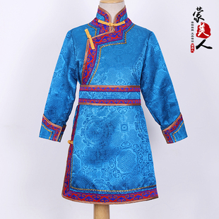 儿童蒙古袍传统长袍生活装蒙古族服装男童女童六一舞蹈演出服
