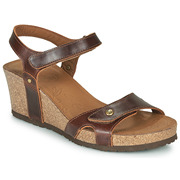 Panama Jack巴拿马杰克西班牙女鞋露趾坡跟凉鞋夏季棕色