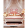 。儿童床女孩公主床，1.8粉色米奇软包1.5米小孩单人床家具套房组