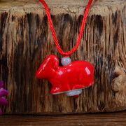 陶瓷小饰品卡通小红色羊项链儿童玩具生肖纪念品吊坠学生闺蜜礼物