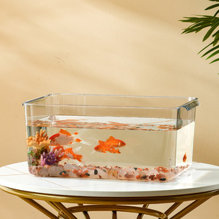 塑料鱼缸透明亚克力热带鱼缸一体成型防摔孔雀鱼缸插花水缸生态缸