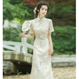 春夏女装新中式民国风日常刺绣改良旗袍连衣裙年轻款少女仙气优雅