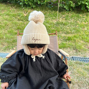 宝宝帽子秋冬女宝护耳，帽儿童毛线，帽冬季女童2022年洋气针织帽