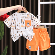 男宝宝夏季卡通短袖两件套2024洋气儿童，半袖套装婴儿衣服薄款