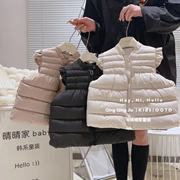 韩国童装儿童棉服马甲2023秋冬款女童洋气小飞袖加厚羽绒棉衣外