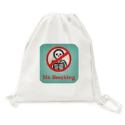 香烟致死变成骷髅标志帆布背包购物旅行双肩拉带抽绳书包