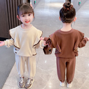 女童蝙蝠衫运动二件套2024春季女宝宝洋气时尚，套装中小儿童装