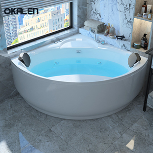 欧凯伦扇形浴缸三角按摩双人，情趣亚克力独立式卫生间浴盆1.2-1.5m
