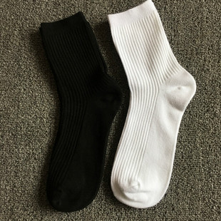 10双35元白色双针袜子纯棉中筒黑色，袜男女士潮流百搭韩版学生袜