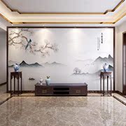 中式电视背景墙壁纸自粘山水玉兰花鸟玉堂富贵壁画沙发影视墙壁布