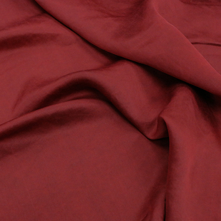 大红色老料莨绸真丝素平缎龟裂纹非遗香云纱布料旗袍服装面料