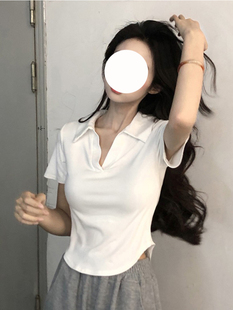 然然高个子(高个子)女装高级感法式短款上衣175女生，穿搭气质短袖t恤夏季