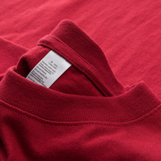 210g重磅酒红色珊瑚红短袖T恤精梳棉圆领纯色上衣基础情侣装
