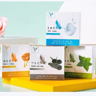 VJT小V皂天然手工皂蜂蜜皂薄荷皂竹炭皂蚕丝皂藏红花皂孕婴可用