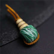 〓包〓老清代西藏孔雀绿色搅胎琉璃珠子藏式老琉璃三通配珠佛头珠