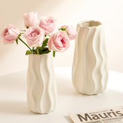 白色陶瓷花瓶简约现代奶油风高级感水培插花鲜花客厅餐桌装饰摆件