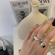 欧美S925银异形不规则戒指女复古时尚气质几何开口指环创意食指戒
