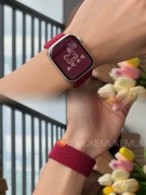 适用于苹果手表 波尔多红单圈编织表带applewatch弹性表带iwatch8
