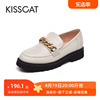 kisscat接吻猫春秋商场，同款牛皮厚底乐福鞋，圆头单鞋女ka21680-50