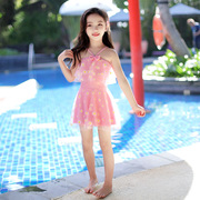 薇薇夏季海边游泳衣女童泳衣，连体裙式6812岁女生款儿童网红洋气