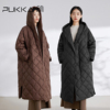 蒲pukka保暖连帽羽绒服女年冬装廓形简约风格，长款外套