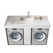 小户型洗衣柜阳台柜，组合滚筒双洗衣机带烘干机一体挡水洗衣池