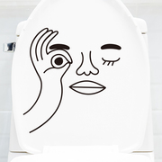 厕所卫生间马桶贴纸防水自粘瓷砖水箱装饰创意个性，表情简约墙贴画