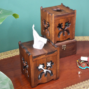 卷纸筒木质纸巾盒卷纸盒复古泰式中式创意简约客厅圆形圈纸纸巾筒