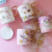 HelloKitty少女心儿童陶瓷家用水杯带盖勺可爱卡通牛奶创意马克杯