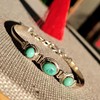 西藏饰品S925银手链镶绿松石手镯尼泊尔传统手工银镯子藏式民族风