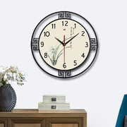 承沁静音钟表挂钟客厅新中式简约时钟家居饰品挂饰铁艺复古大气表