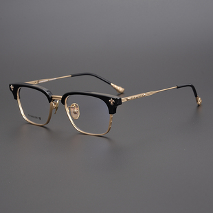 日本手工设计师潮百搭纯钛方框复古文艺男女近视眼镜架全框