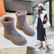 雪地靴女冬季2023年加绒加厚马丁靴，真皮防水防滑保暖大棉鞋子