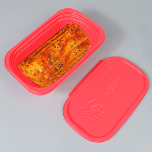 绝味鸭脖包装盒连体带盖红色可微波加热打包盒商用外卖一次性餐盒